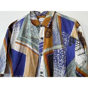 Vintage Jams World Hawaiian Shirt Sz 2X Surf Line Geometric Button Down